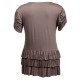 tunique grande taille - tunique volantée smockée aux épaules marron clair (dos)