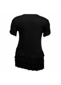 tunique grande taille - tunique volantée smockée aux épaules noir (dos)