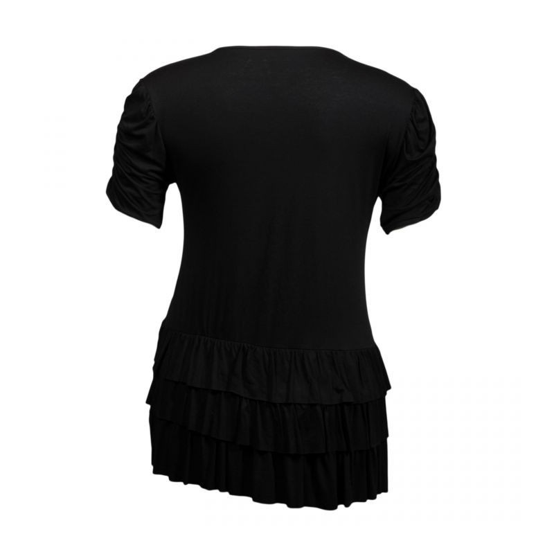 tunique grande taille - tunique volantée smockée aux épaules noir (dos)