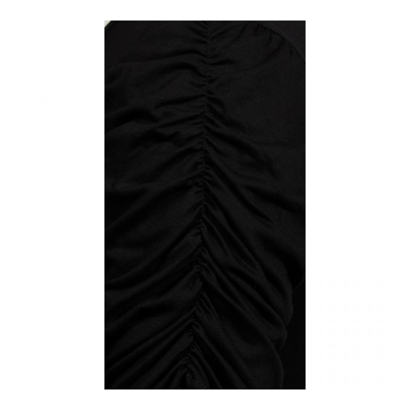 tunique grande taille - tunique volantée smockée aux épaules noir (détail motif)