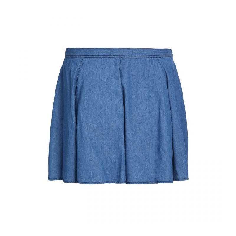 jupe grande taille - jupe patineuse en jeans bleu clair yours clothing (dos)