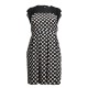 robe grande taille - robe patineuse noire à pois blancs (face)