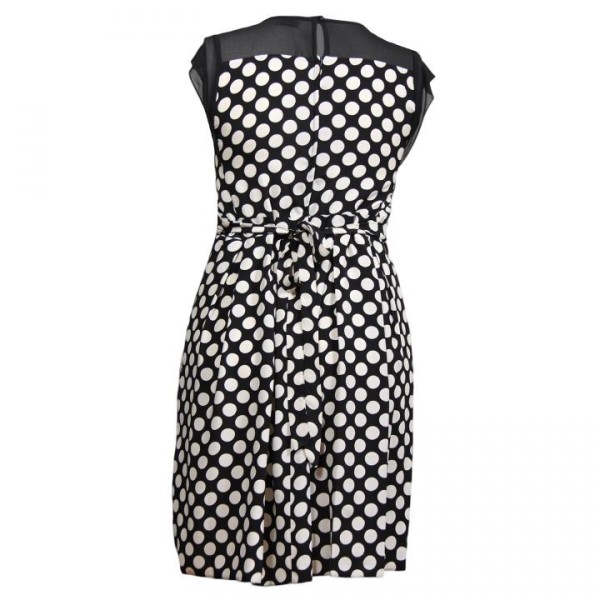 robe grande taille - robe patineuse noire à pois blancs (dos)