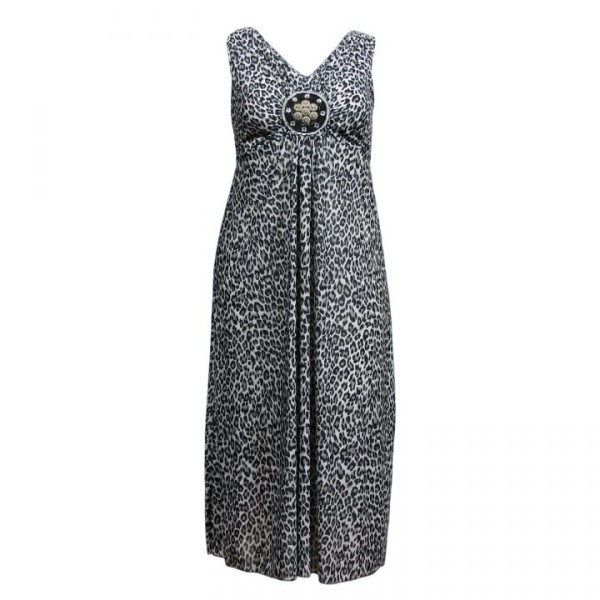 robe grande taille - maxidress motif léopard perlée lovedrobe (face)