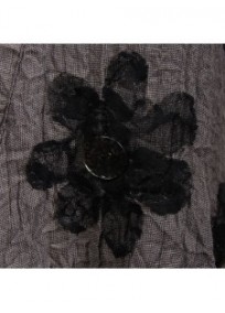 robe tunique grande taille - tunique fleurs en dentelle coloris gris brun 2W (détail motif)