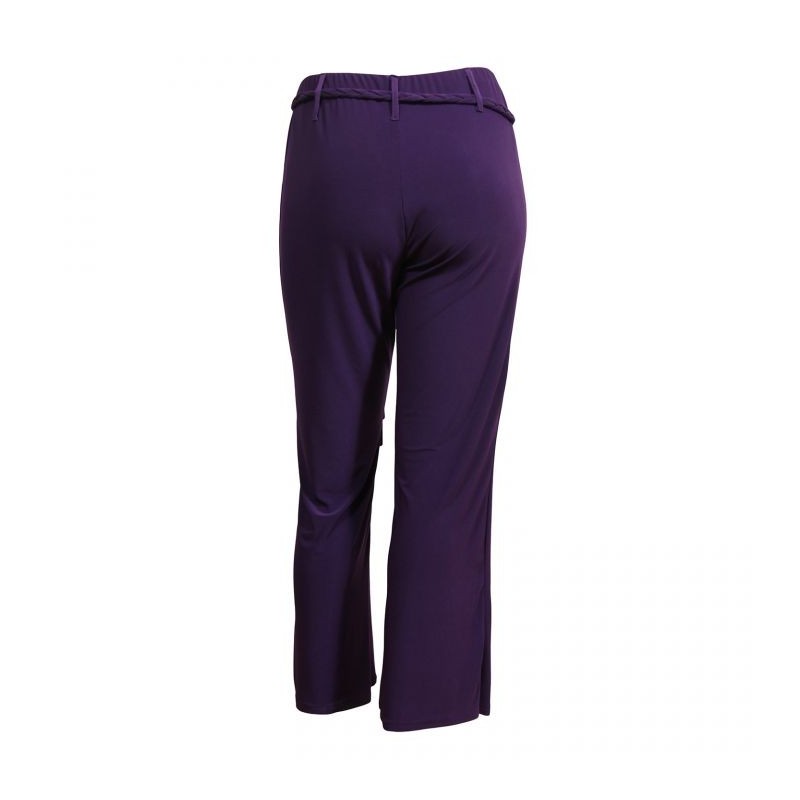 pantalon grande taille - pantalon fluide avec ceinture tressée violet (dos)