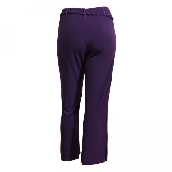 pantalon grande taille - pantalon fluide avec ceinture tressée violet (dos)