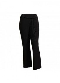 pantalon grande taille - pantalon fluide avec ceinture tressée noir (face)