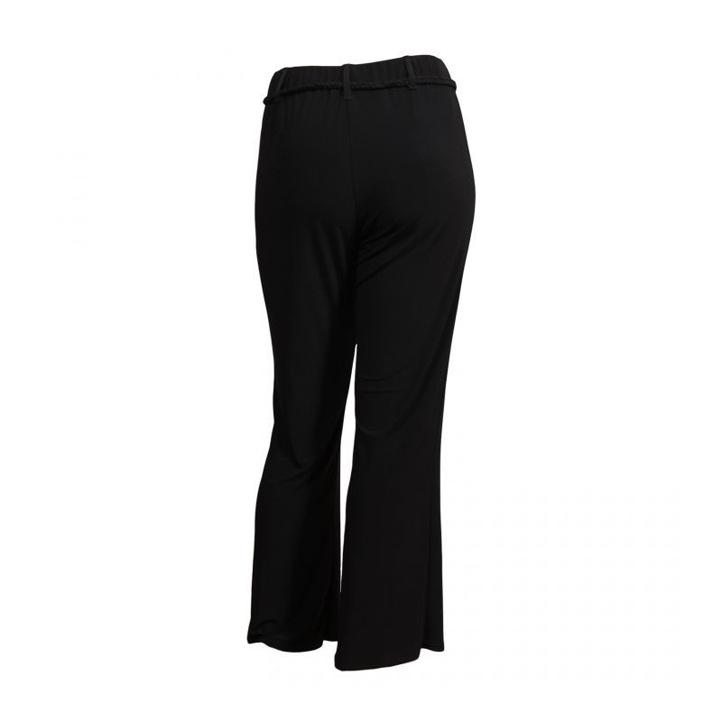 pantalon grande taille - pantalon fluide avec ceinture tressée noir (dos)