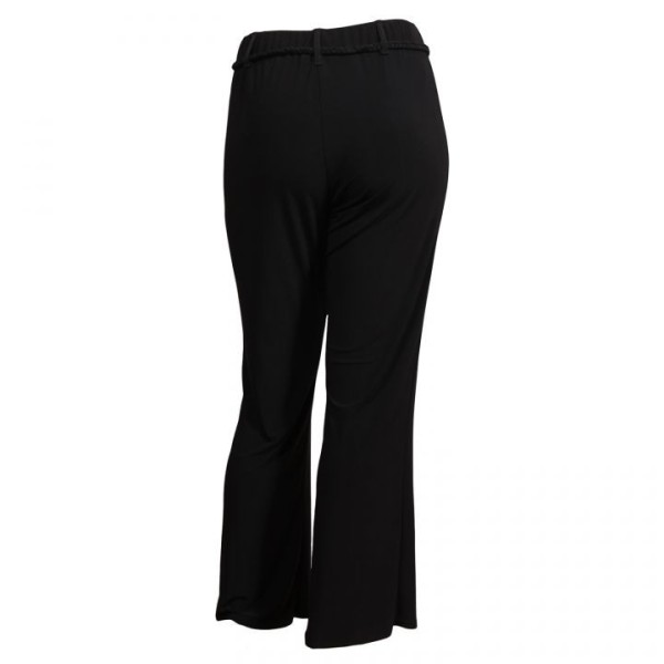 pantalon grande taille - pantalon fluide avec ceinture tressée noir (dos)