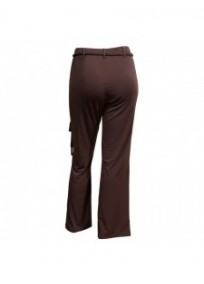 pantalon grande taille - pantalon fluide avec ceinture tressée marron (dos)