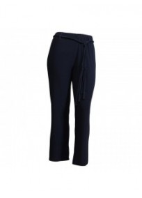 pantalon grande taille - pantalon fluide avec ceinture tressée bleu marine (face)