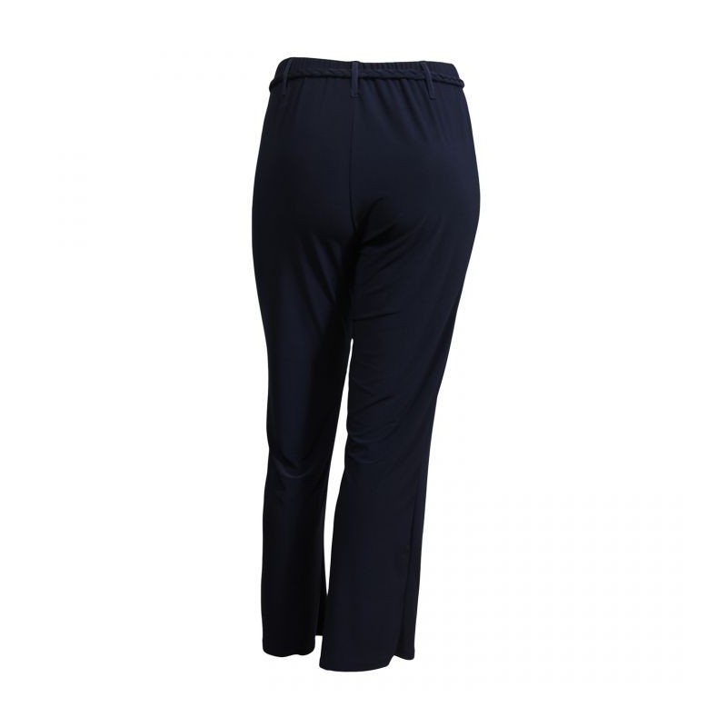 pantalon grande taille - pantalon fluide avec ceinture tressée bleu marine (dos)