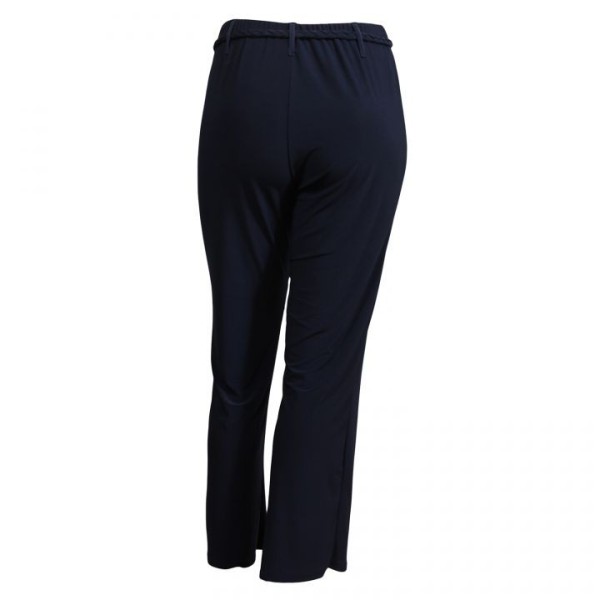 pantalon grande taille - pantalon fluide avec ceinture tressée bleu marine (dos)