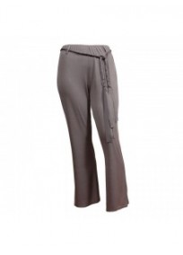 pantalon grande taille - pantalon fluide avec ceinture tressée gris (face)