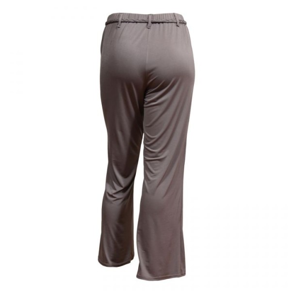 pantalon grande taille - pantalon fluide avec ceinture tressée gris (dos)
