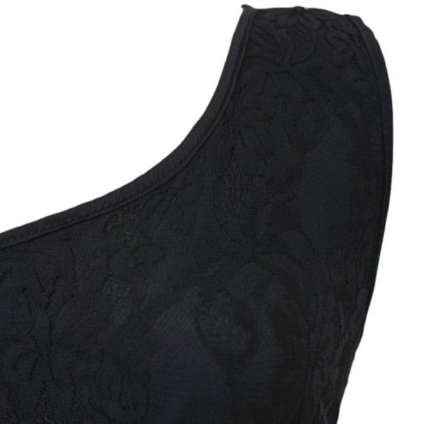 Robe grande taille - robe noire asymétrique en voile (détail)