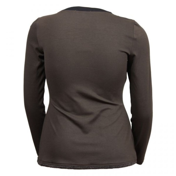 pull grande taille - top kaki léger boutons encolure L33 (dos)