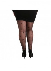 collant fantaisie grande taille - collant fin noir avec motif petites croix Pamela Mann