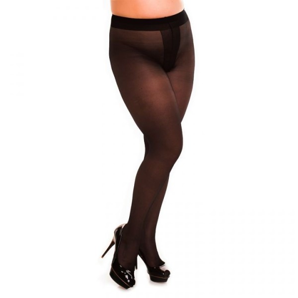 Collant grande taille - collant ouvert entrejambe coloris noir Glamory