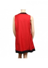 robe grande taille - robe rouge évasée avec foulard intégré L33 (dos)