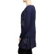 robe-tunique grande taille Claude Gérard motifs lys en sequins grande taille coloris navy (côté)
