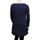 robe-tunique grande taille Claude Gérard motifs lys en sequins grande taille coloris navy (dos)