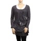 robe-tunique grande taille Claude Gérard motifs lys en sequins grande taille coloris gris (face)