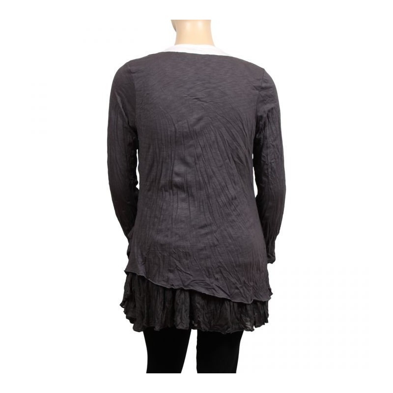 robe-tunique grande taille Claude Gérard motifs lys en sequins grande taille coloris gris (dos)
