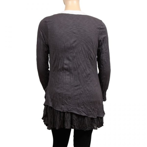 robe-tunique grande taille Claude Gérard motifs lys en sequins grande taille coloris gris (dos)