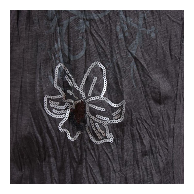 robe-tunique grande taille Claude Gérard motifs lys en sequins grande taille coloris gris (détail motif)