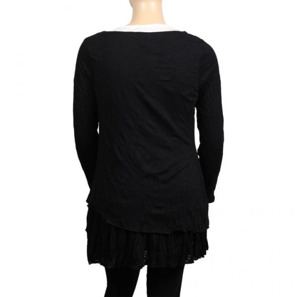 robe-tunique grande taille Claude Gérard motifs lys en sequins grande taille coloris noir (dos)