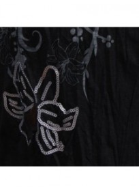 robe-tunique grande taille Claude Gérard motifs lys en sequins grande taille coloris noir (détail motif)
