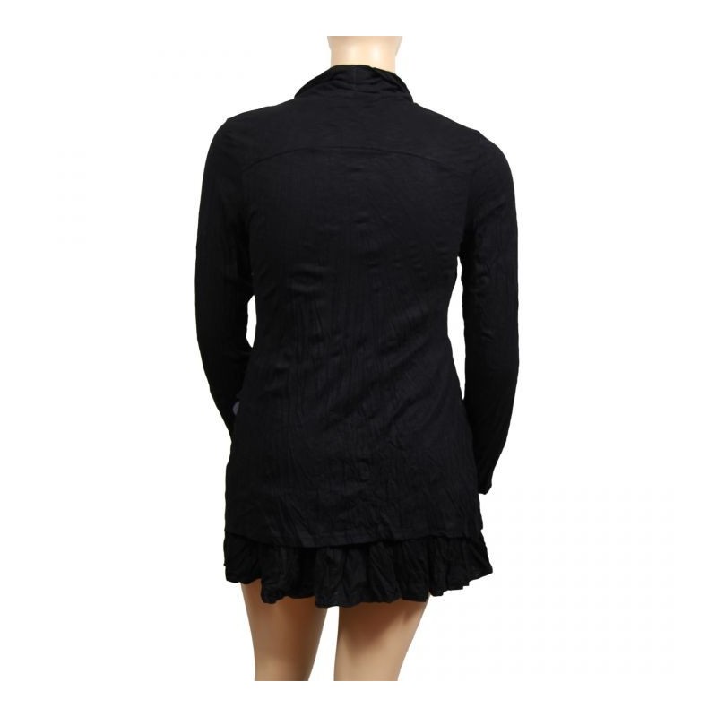 Robe tunique grande taille avec fleurs en tissu 2 en 1 Claude Gérard coloris noir (dos)