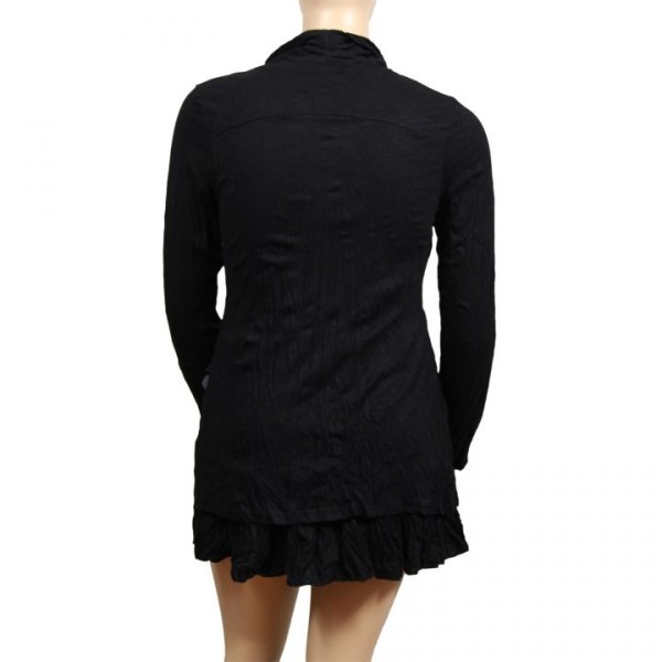 Robe tunique grande taille avec fleurs en tissu 2 en 1 Claude Gérard coloris noir (dos)