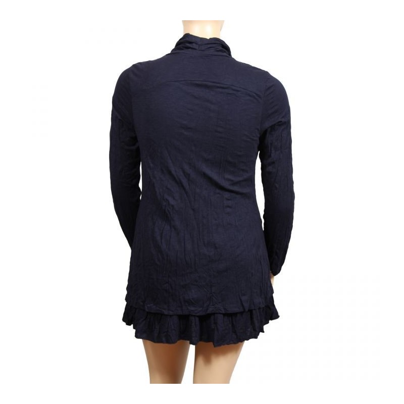 Robe tunique grande taille avec fleurs en tissu 2 en 1 Claude Gérard coloris navy (dos)