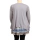 Pull grande taille - tunique volantée asymétrique Claude Gérard gris (dos)