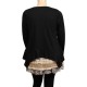 Pull grande taille - tunique volantée asymétrique noir Claude Gérard (dos)