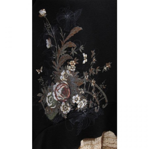 Pull grande taille - tunique volantée asymétrique noir Claude Gérard (détail)