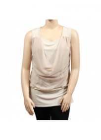 robe-tunique grande taille - top long col bénitier original écru (face)