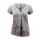 Blouse grande taille - Chemisier effet froissé manches ballon Claude Gérard coloris gris (face)
