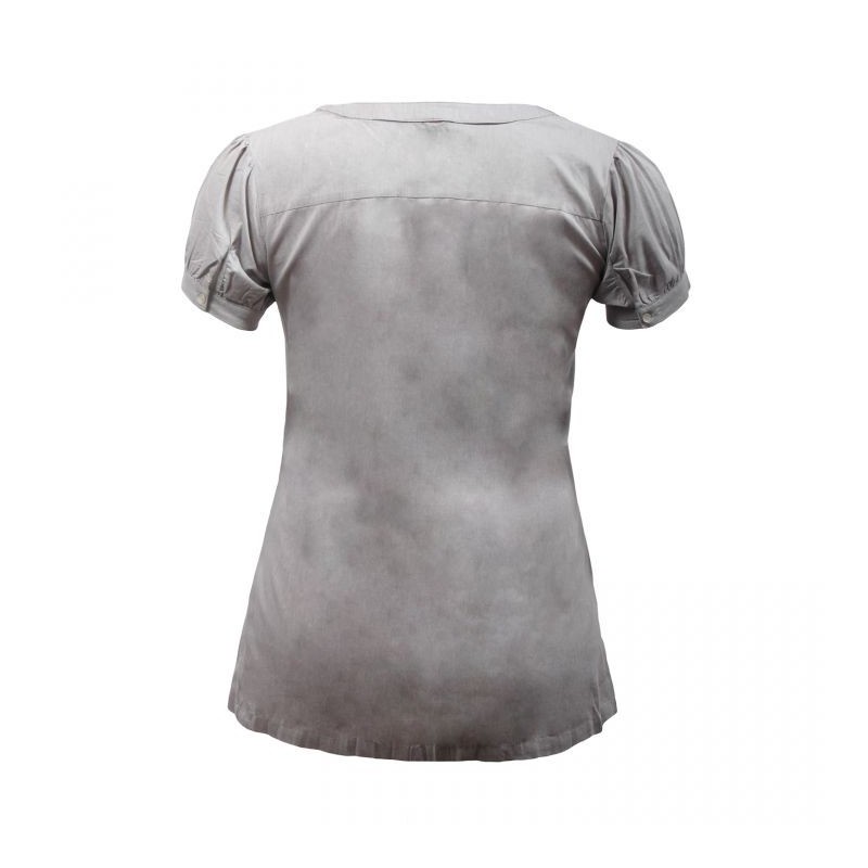 Blouse grande taille - Chemisier effet froissé manches ballon Claude Gérard coloris gris (dos)