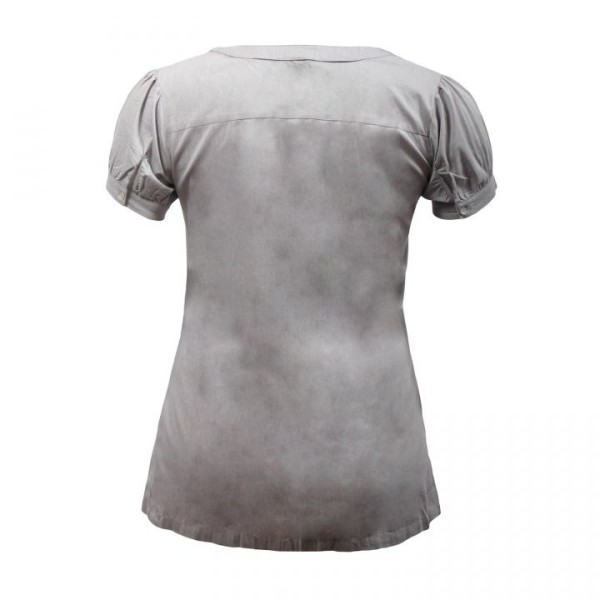Blouse grande taille - Chemisier effet froissé manches ballon Claude Gérard coloris gris (dos)