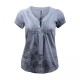 Blouse grande taille - Chemisier effet froissé manches ballon Claude Gérard coloris lavande (face)