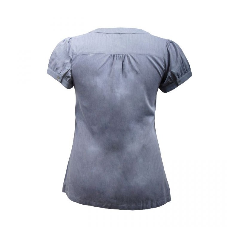 Blouse grande taille - Chemisier effet froissé manches ballon Claude Gérard coloris lavande (dos)