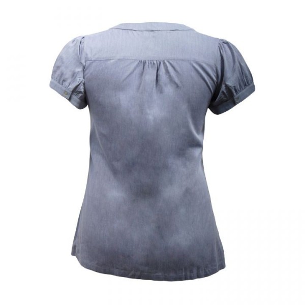 Blouse grande taille - Chemisier effet froissé manches ballon Claude Gérard coloris lavande (dos)