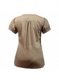 Blouse grande taille - Chemisier manches ballon Claude Gérard coloris camel (dos)