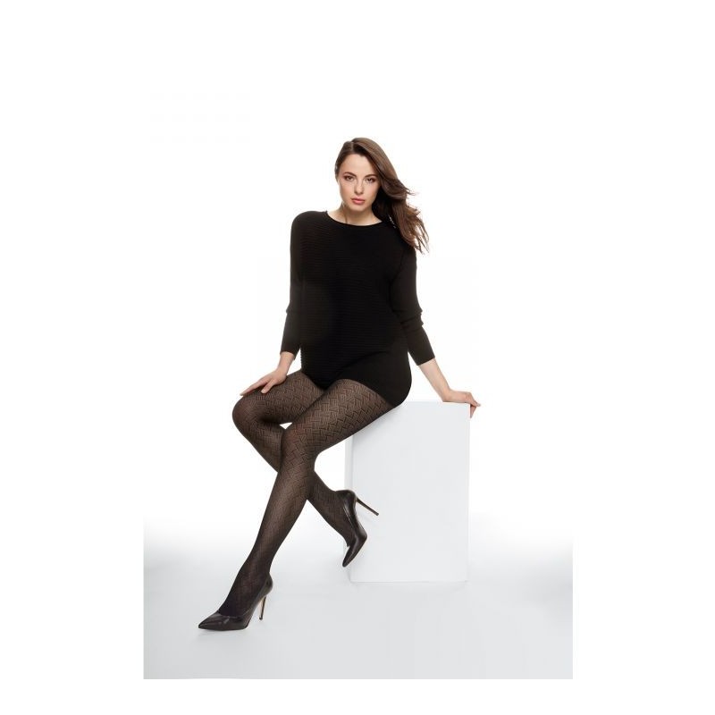 collant fantaisie grande taille - collant noir opaque 50D "Toulouse" Cette (porté)