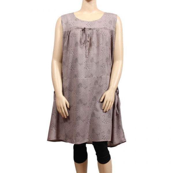 robe grande taille - robe chasuble trapèze Danny marron clair (face)
