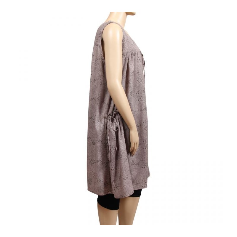 robe grande taille - robe chasuble trapèze Danny marron clair (côté)
